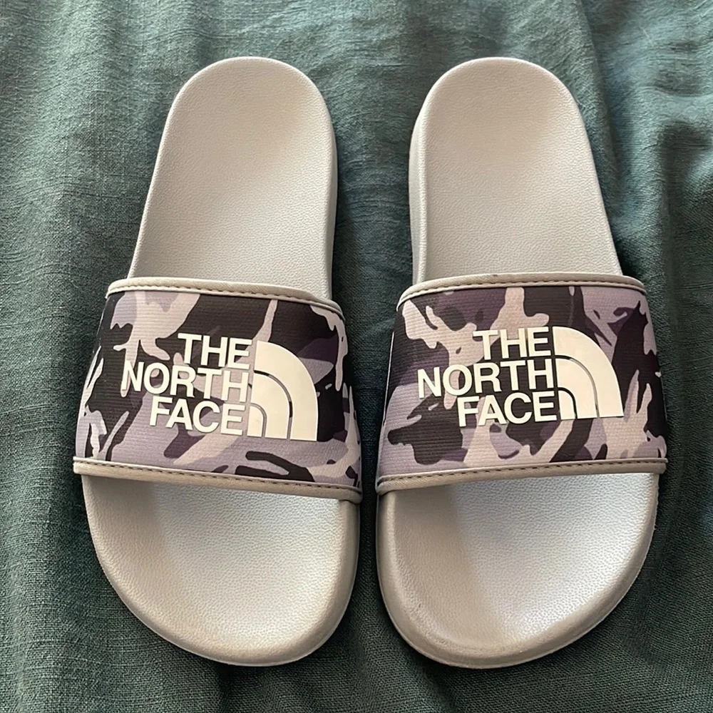 North Face Gray Camo Slides